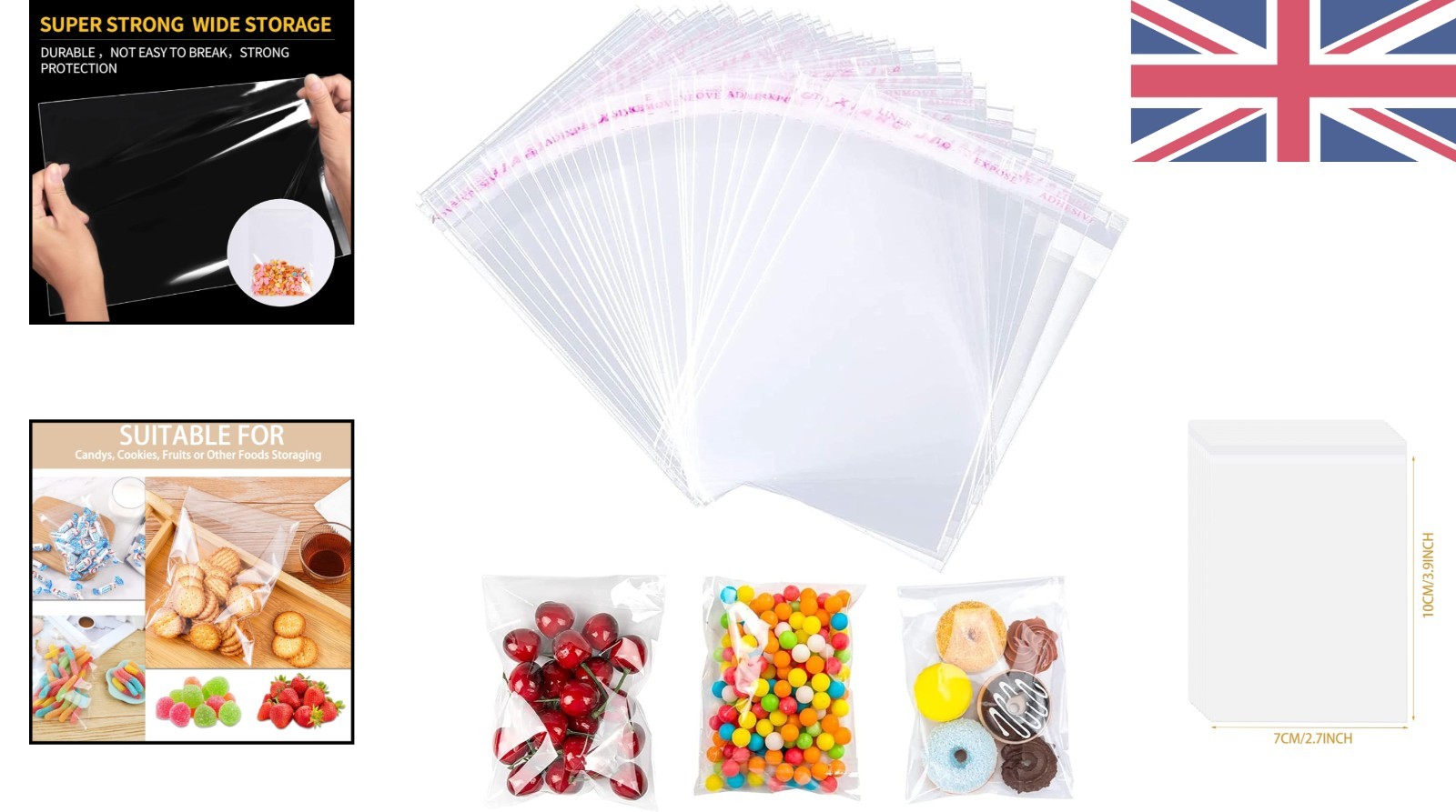 Clear Cellophane Self-Sealing Bags – 100 Pack for Cookies, Cards & More