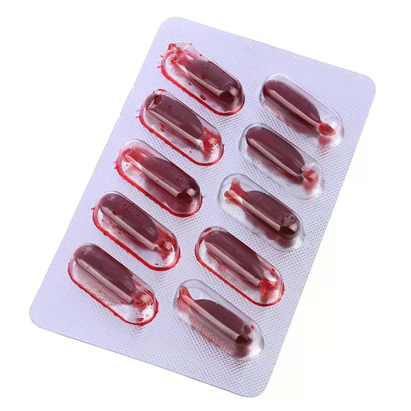 10Pcs Fake Blood Capsules Halloween Prank Toy Vampire Blood Pills Party Costume