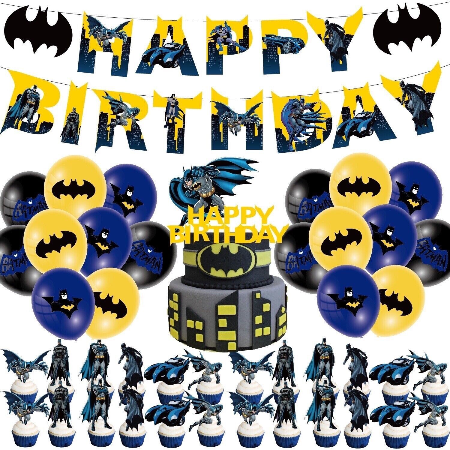 Superheroes Batman Theme Birthday Party Decorate Supplies Set US Stock