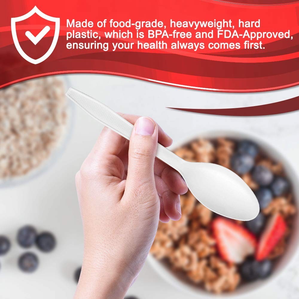 Bulk Heavy Duty Plastic Teaspoons – 400 Count, Disposable, BPA Free, Reusable, C