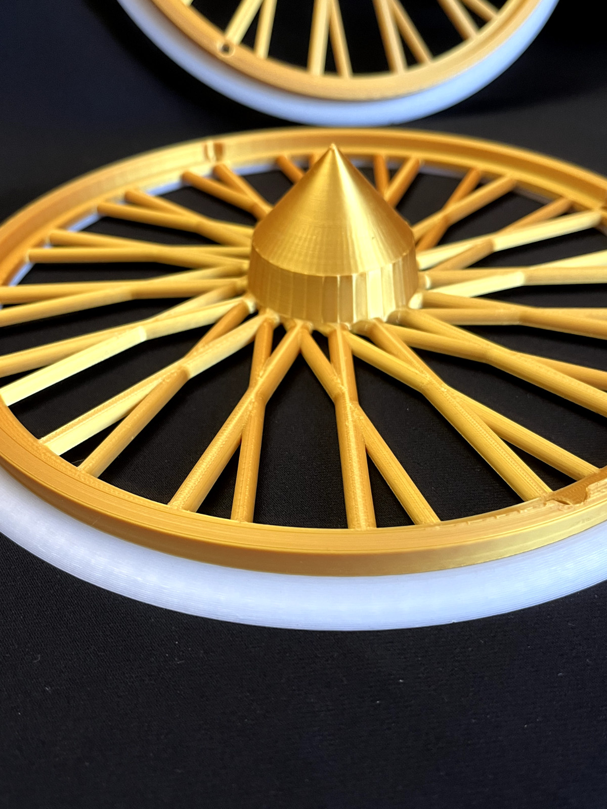 3D Printed Dayton Spoke Trash Can Rims Wheel Covers Whitewall Gold or Silver Set