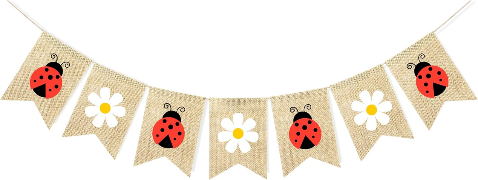 Daisy Ladybug Banner Burlap Bunting Garland Ladybug Party Decorations for Weddin