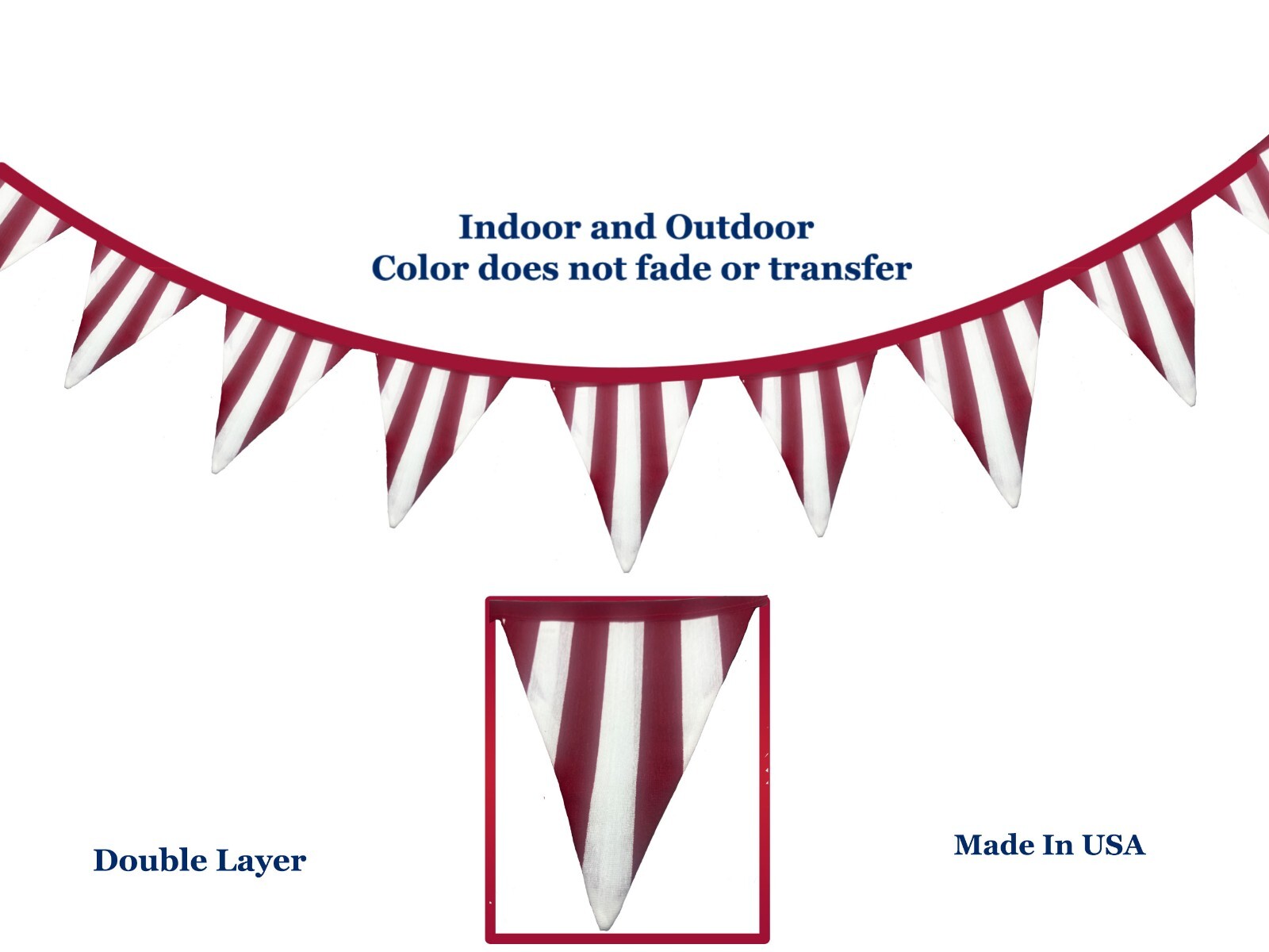 Carnival Circus Big Top Red & White Strip Pennant Flag Banner Bunting Kid Party