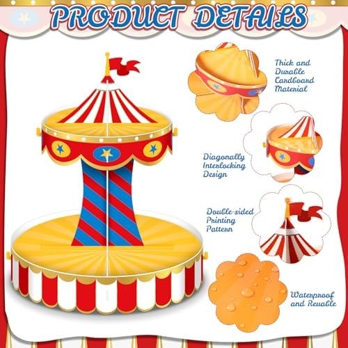 Carnival Circus Cupcake Stand Party Decorations with 24 Cupcake Toppers Circus T