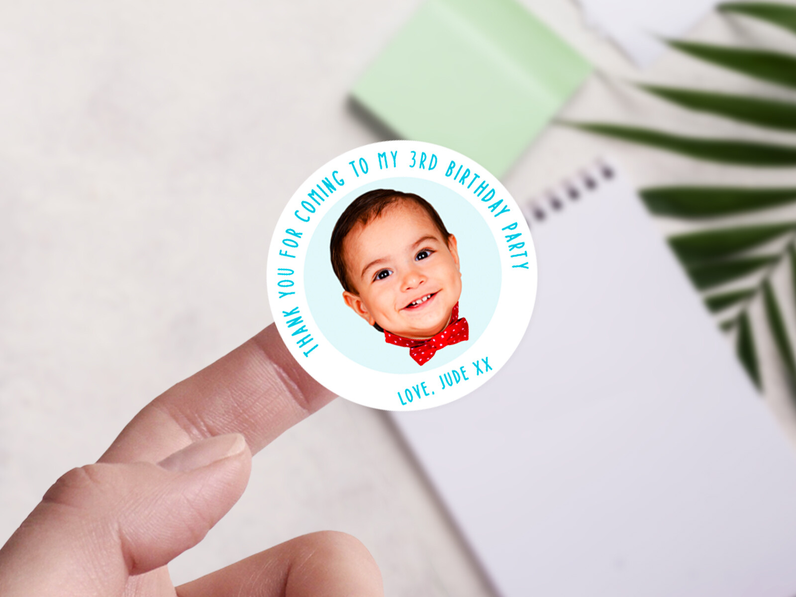 Personalised birthday photo round sticker labels, custom stickers