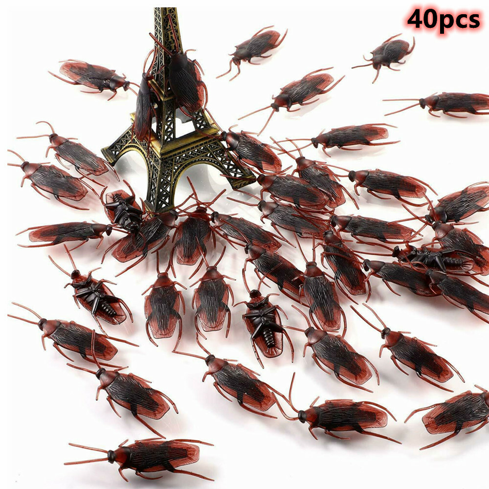 Prank Fake Cockroaches Realistic Cock Roach Joke Gifts Creepy Bug Gag Toys 40PCS