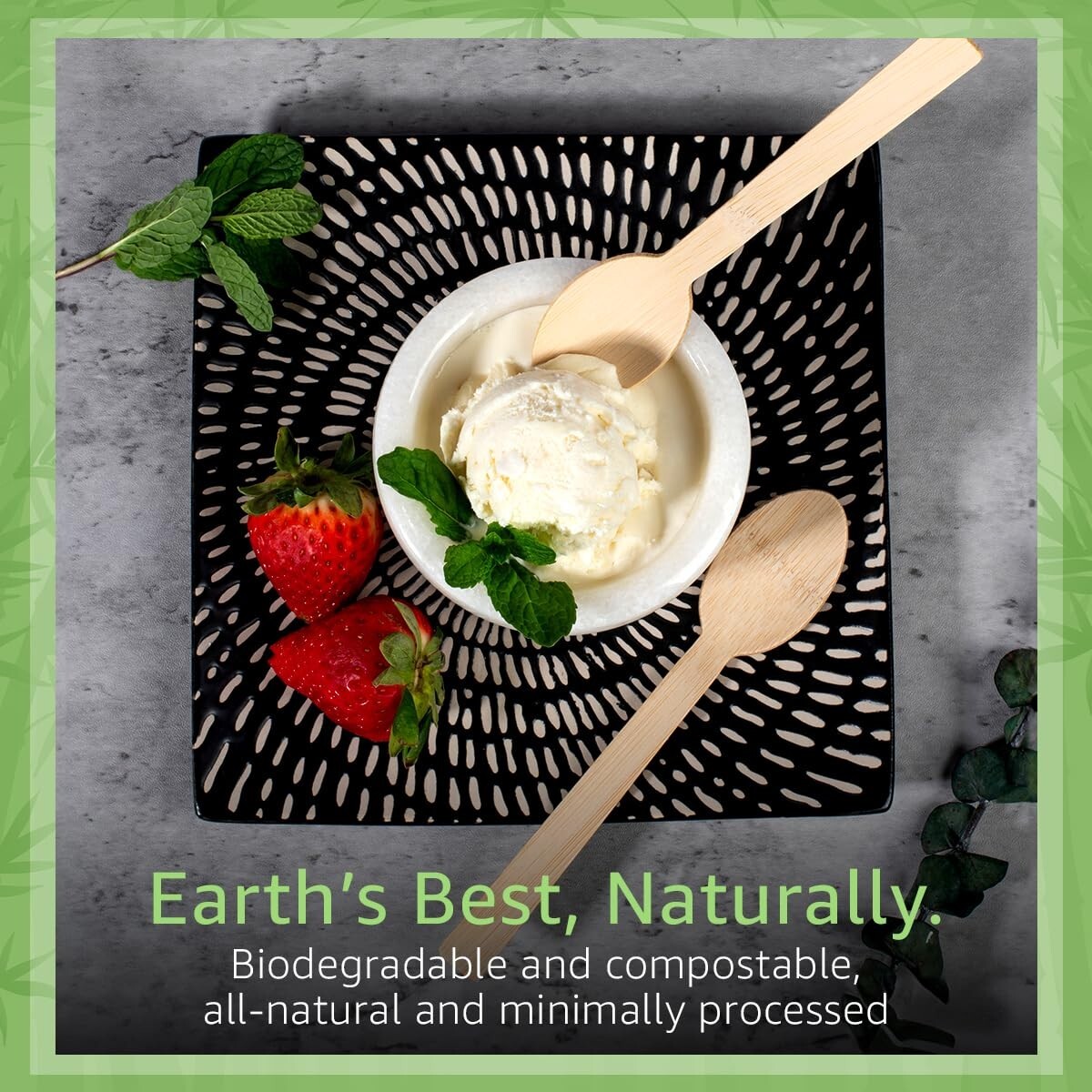 Ibambo 100% Bamboo Spoons – 100 Compostable Spoons, Disposable or Reusable