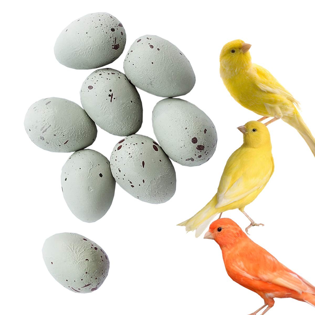 FOIBURELY 8 Pcs Solid Canary Plastic Eggs Hatching Trick The Birds to…
