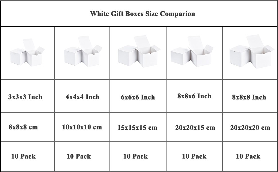10 Pack White Cardboard Boxes with lids |4x4x4inch Square Boxes | Small Boxes