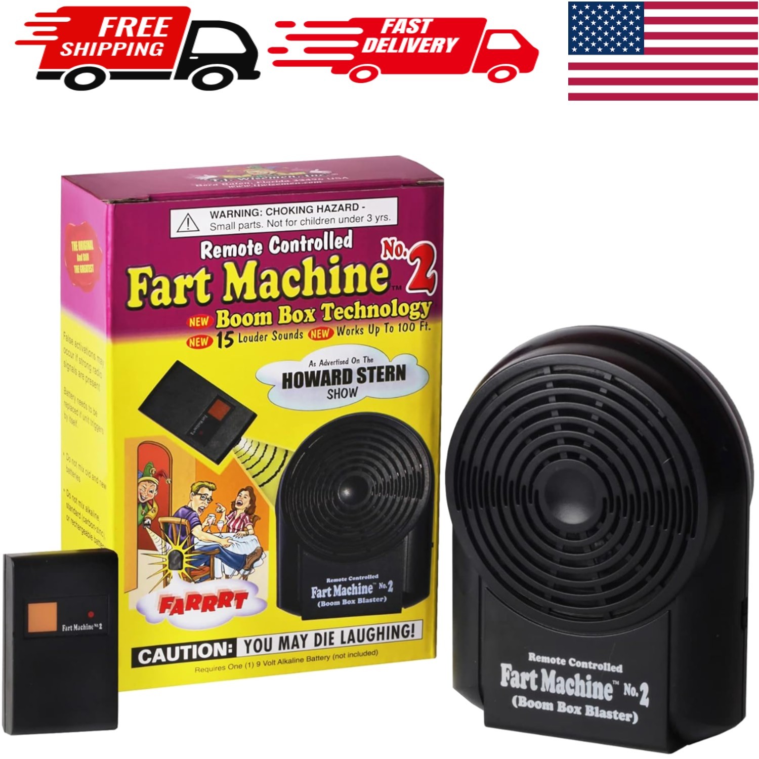 Remote Controlled Fart Machine with Boom Box & 15 Hilarious Sounds – 100ft Range