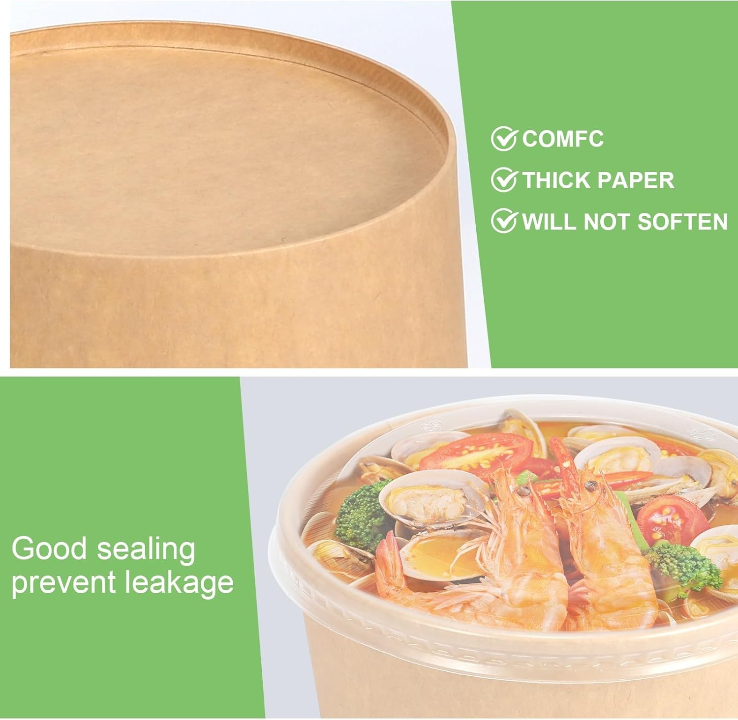 50 Pcs 32 Oz disposable meal prep containers，paper bowls with lids，disposable…