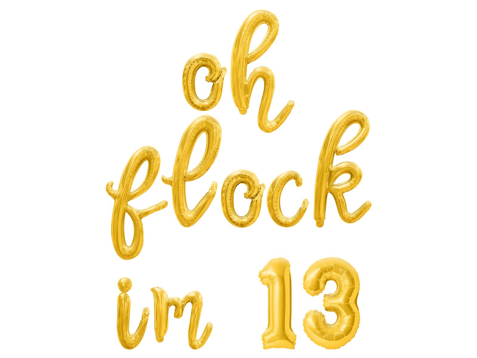 OH FLOCK IM 13 Cursive Letter Balloon Banner – 13th Birthday Party Decorations