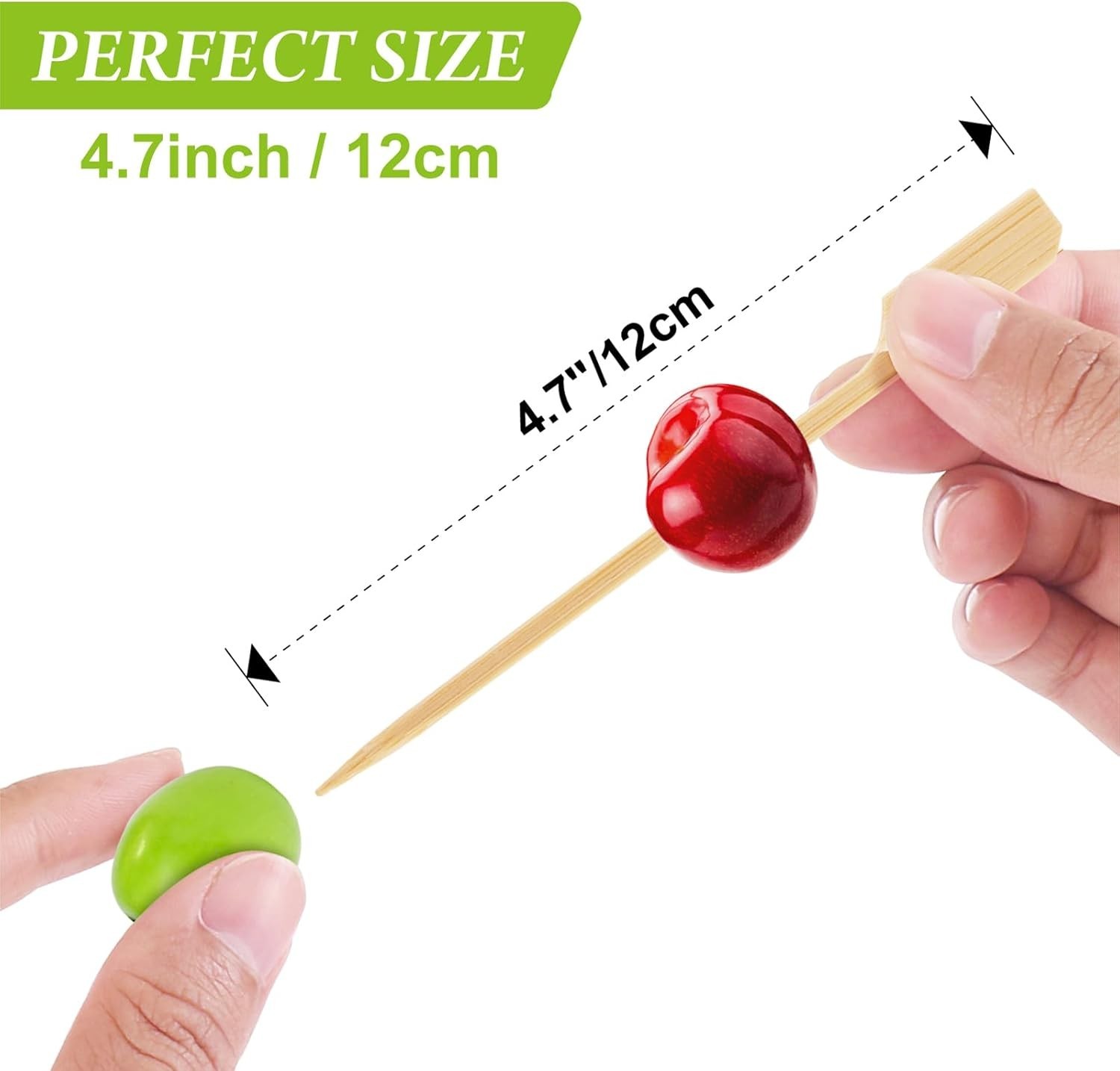 300PCS Cocktail Picks Bamboo Skewers for Appetizers, Paddle Wooden Skewers, F…