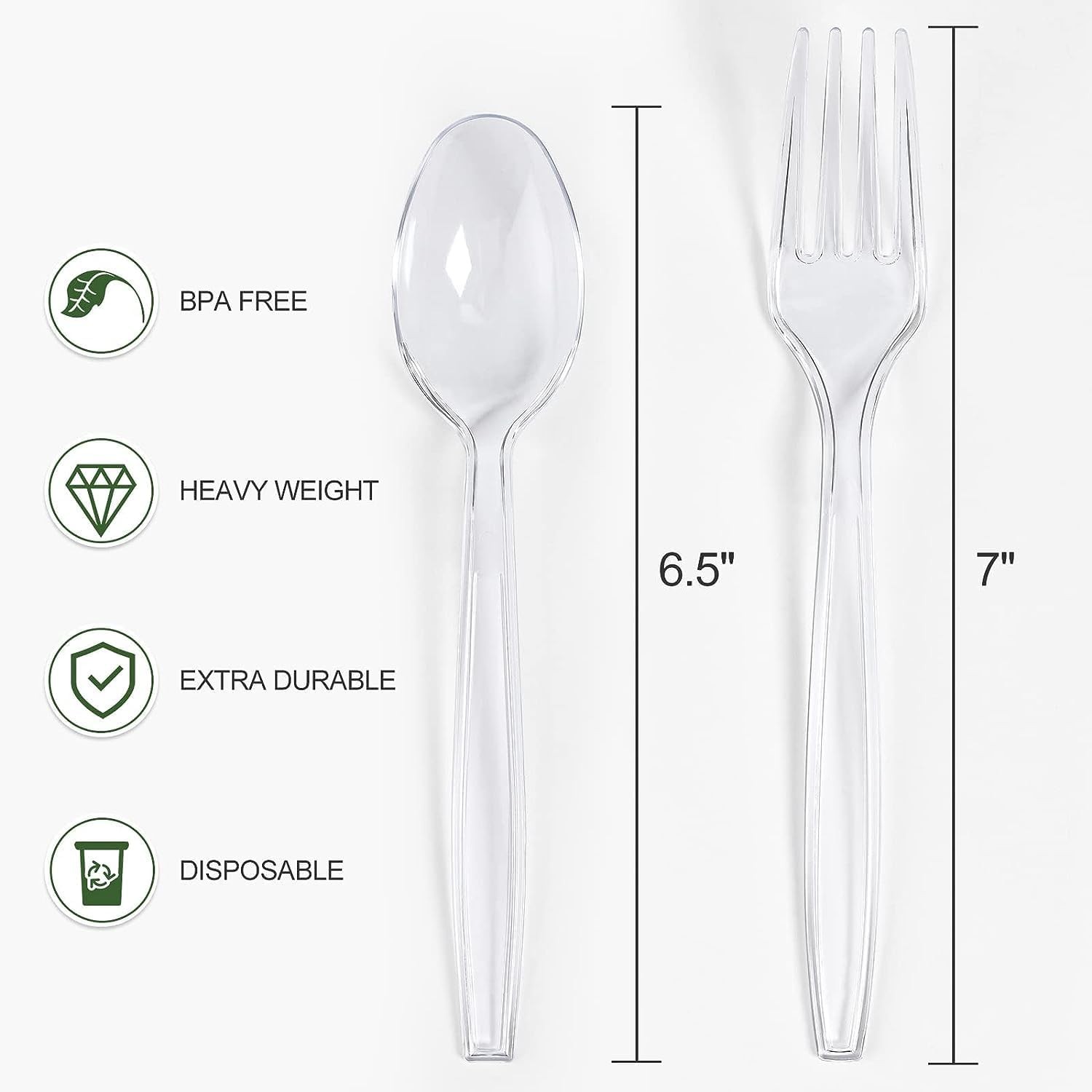 [400 Count] Clear Plastic Forks and Spoons Set Bulk – Heavy Duty Disposable Spoo