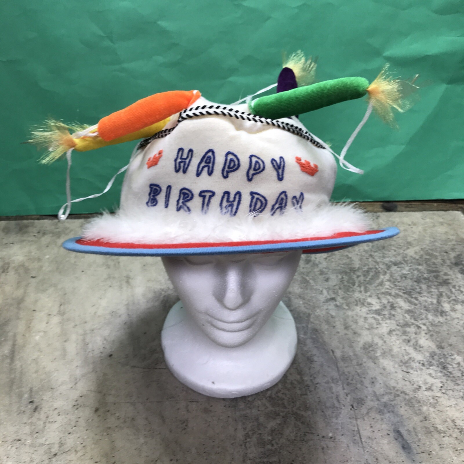 Vintage Happy Birthday Cake Hat Unisex Adult Sz Fancy Dress Party Hat Fast Ship!