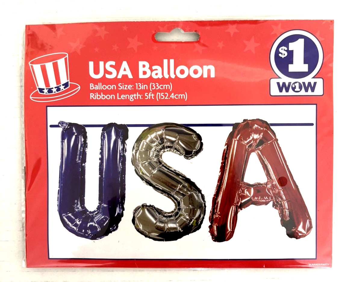 Lot of 10 USA Balloon Banner 13” Letters Red, Silver & Blue Patriotic America