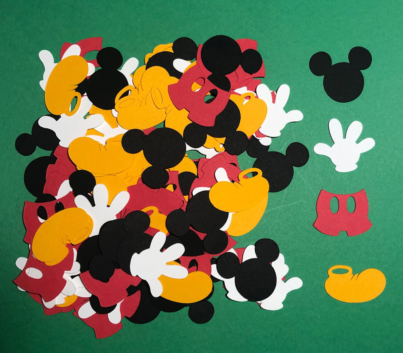 160 Mickey Mouse Die Cuts, Mickey Mouse Die Cut Confetti, 1-inch