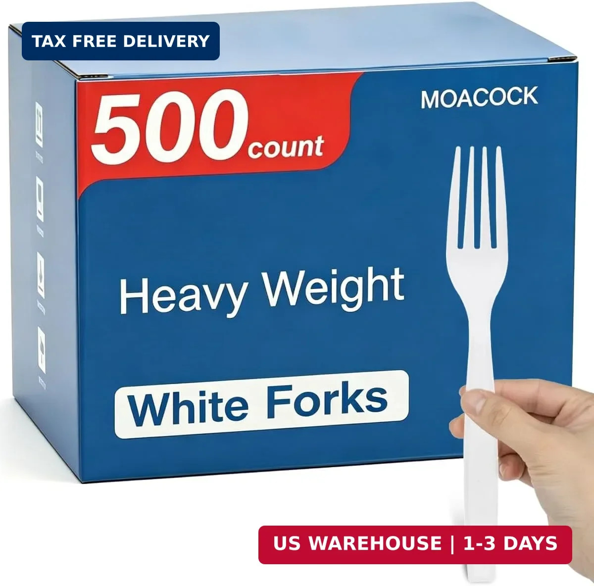MOACOCK 500 Count White Plastic Forks, Plastic Forks Heavy Duty, Disposable Fork