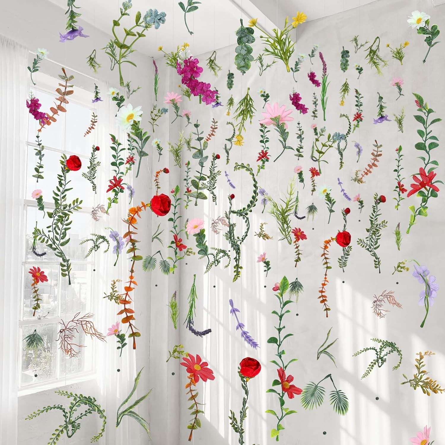 6 Pcs 35.4 ft Flower Garlands Artificial Wildflower Vines Floral Hanging