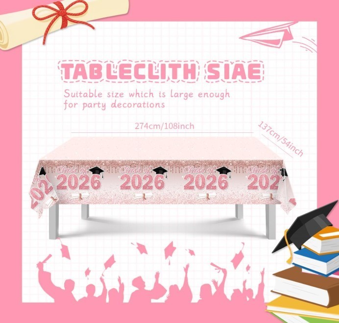 Pink Graduation Decorations Class of 2026, Rose Gold