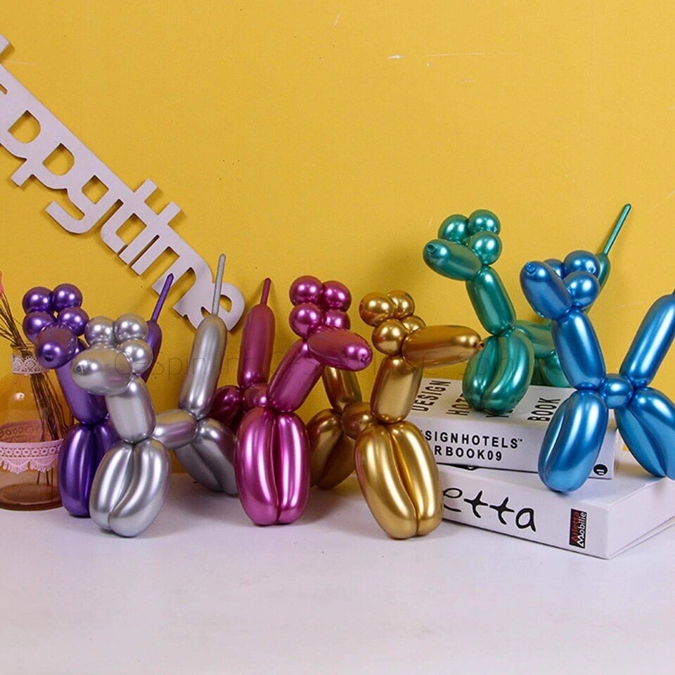 Animal Flower Party Twist Latex Tying Magic Long Balloons Metallic Gold Silver