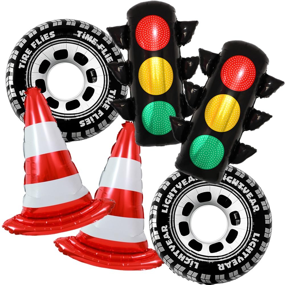Inflatable Traffic Light Cones Tires Balloons Race Car Wheels Racecar Transpo…