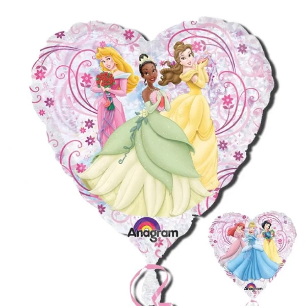 18″ Anagram Disney Princess Two Sided See-Thru Holographic Heart Mylar Balloon