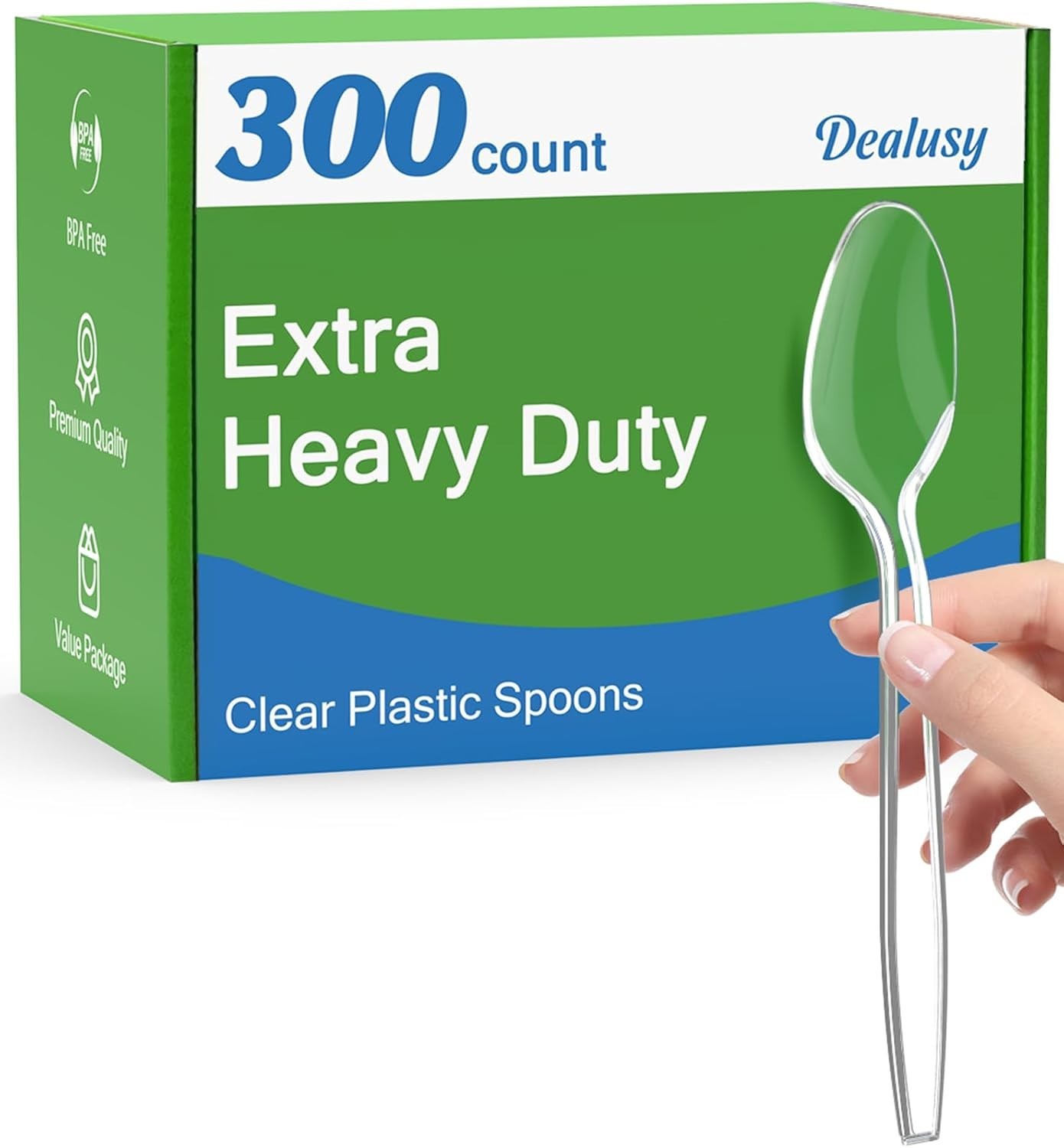 300 Count Clear Plastic Spoons Disposable, BPA-Free, Heat Resistant, Solid an…