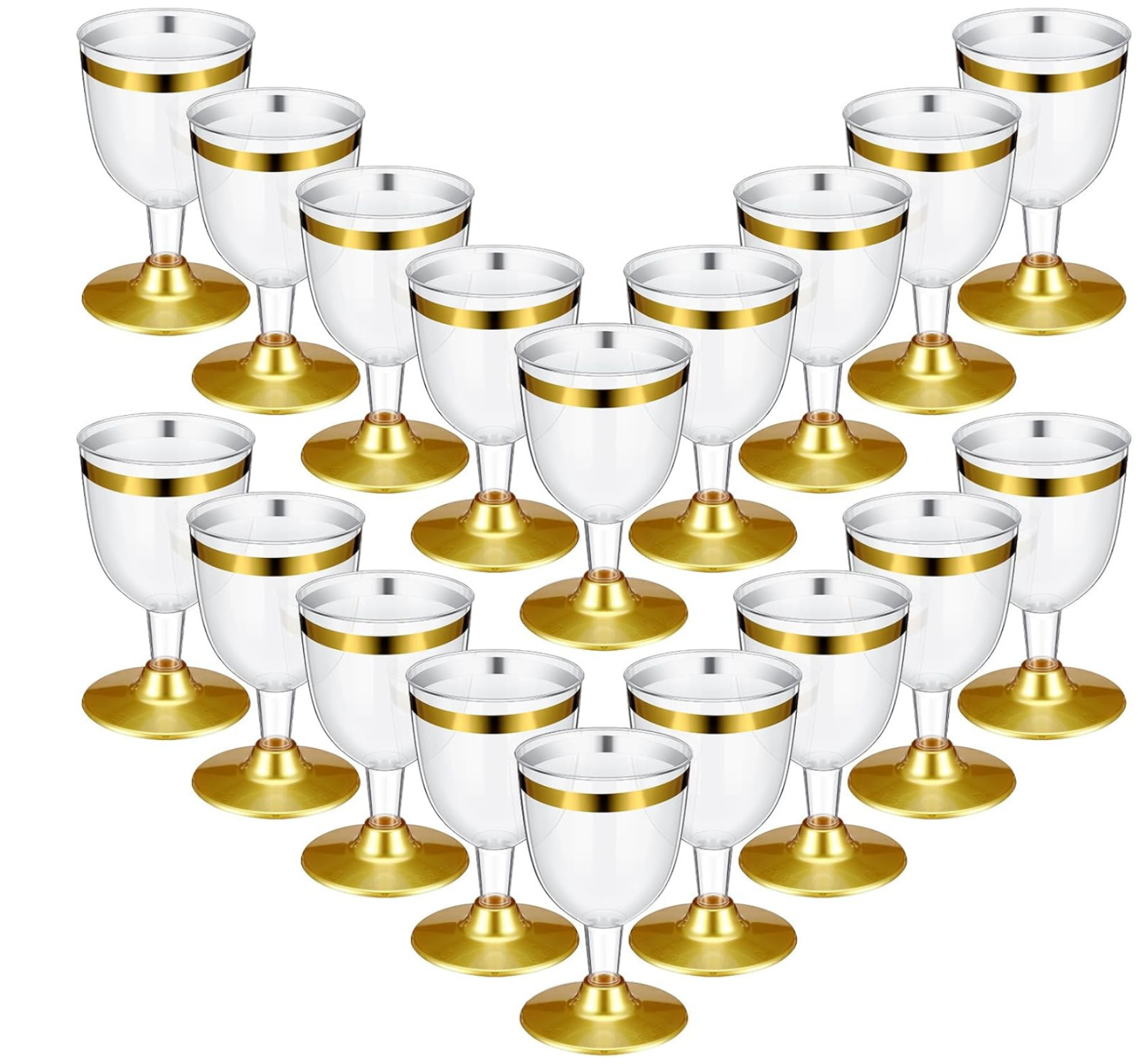 48 Pcs Disposable Plastic Wine Glasses 6 oz Party Wine Cups (Gold Rim)