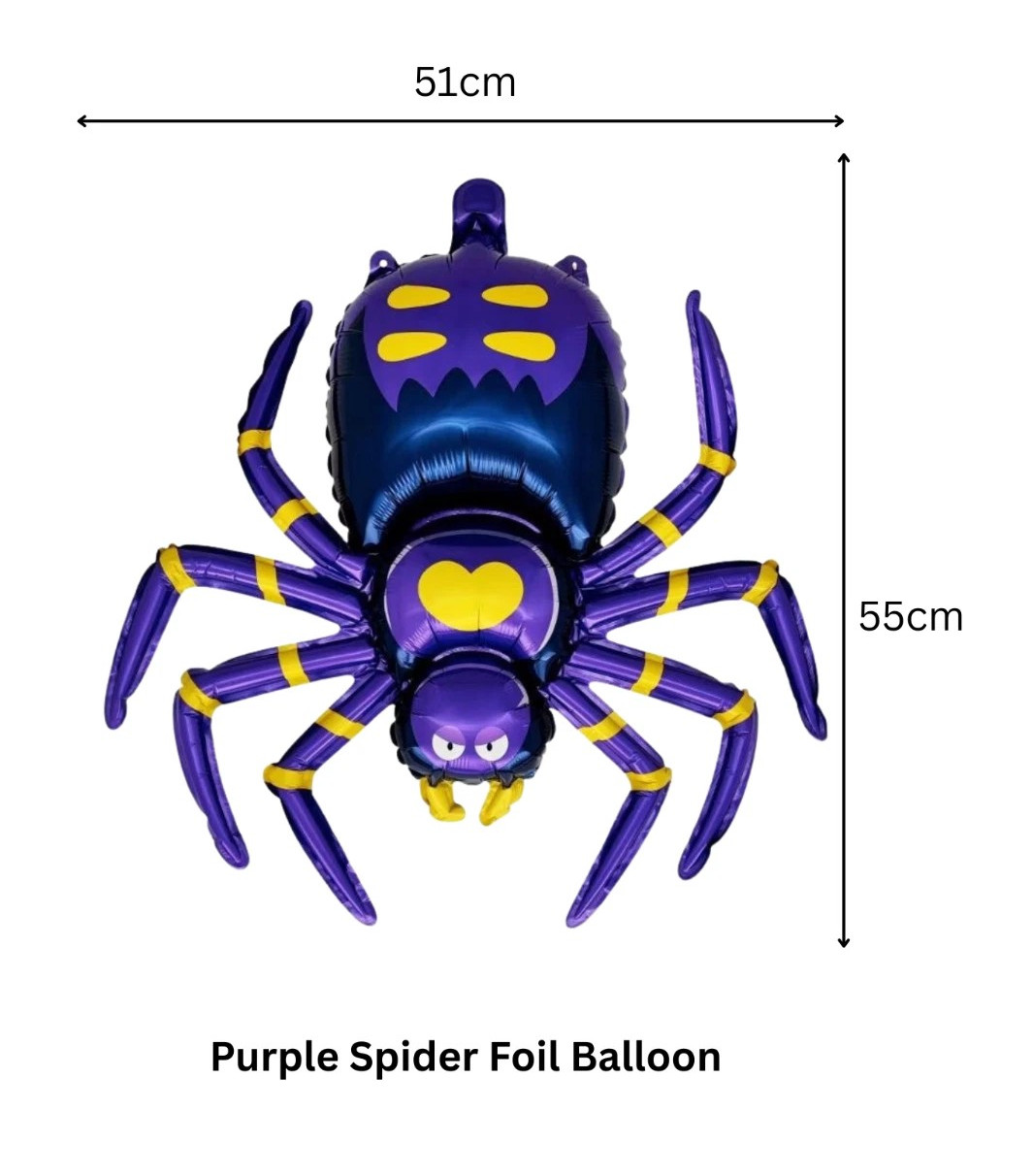 Large Purple Spider Happy Halloween Foil Balloons Spooky Horror Boo Theme Party