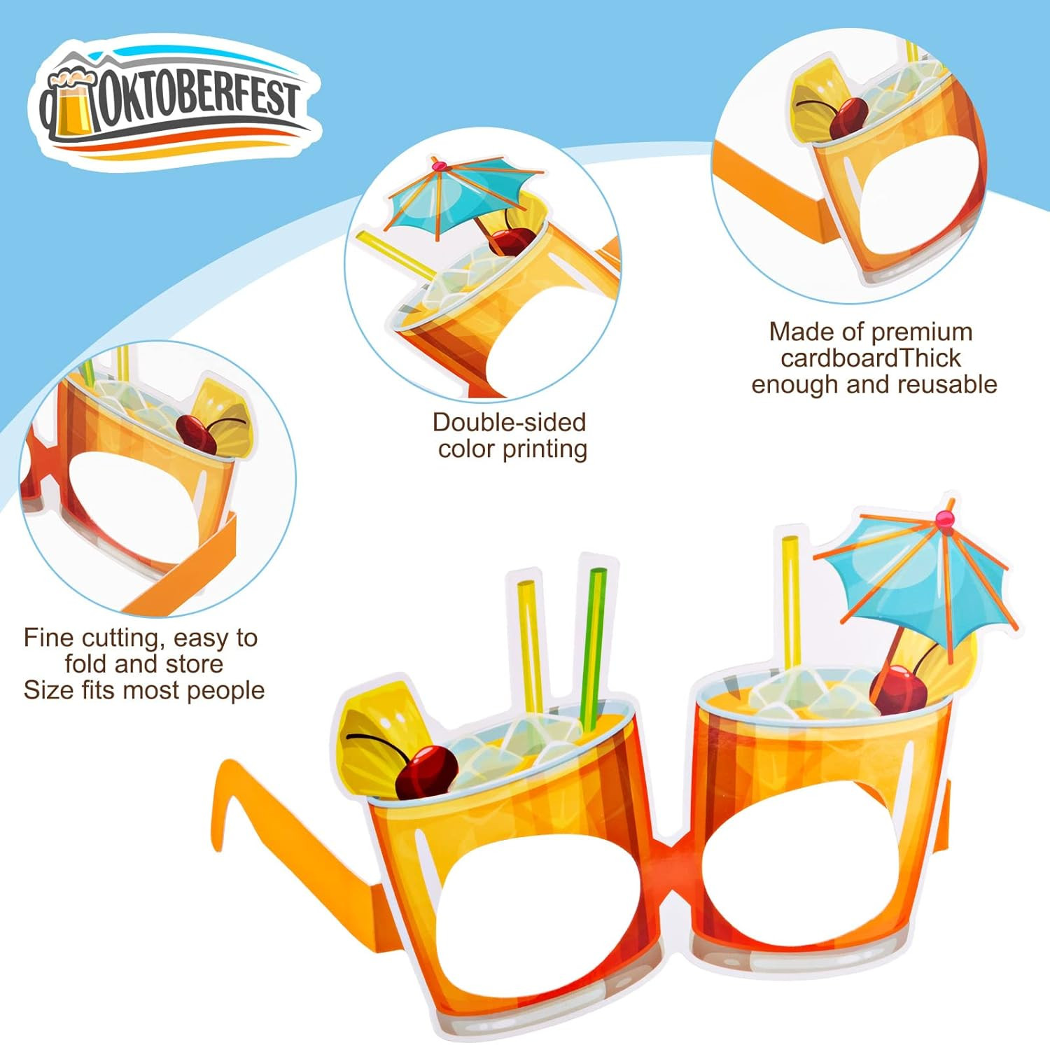 32 Pack Beach Pool Party Eyeglasses Decor Summer Luau Paper Glasses Bulk Hawaiia