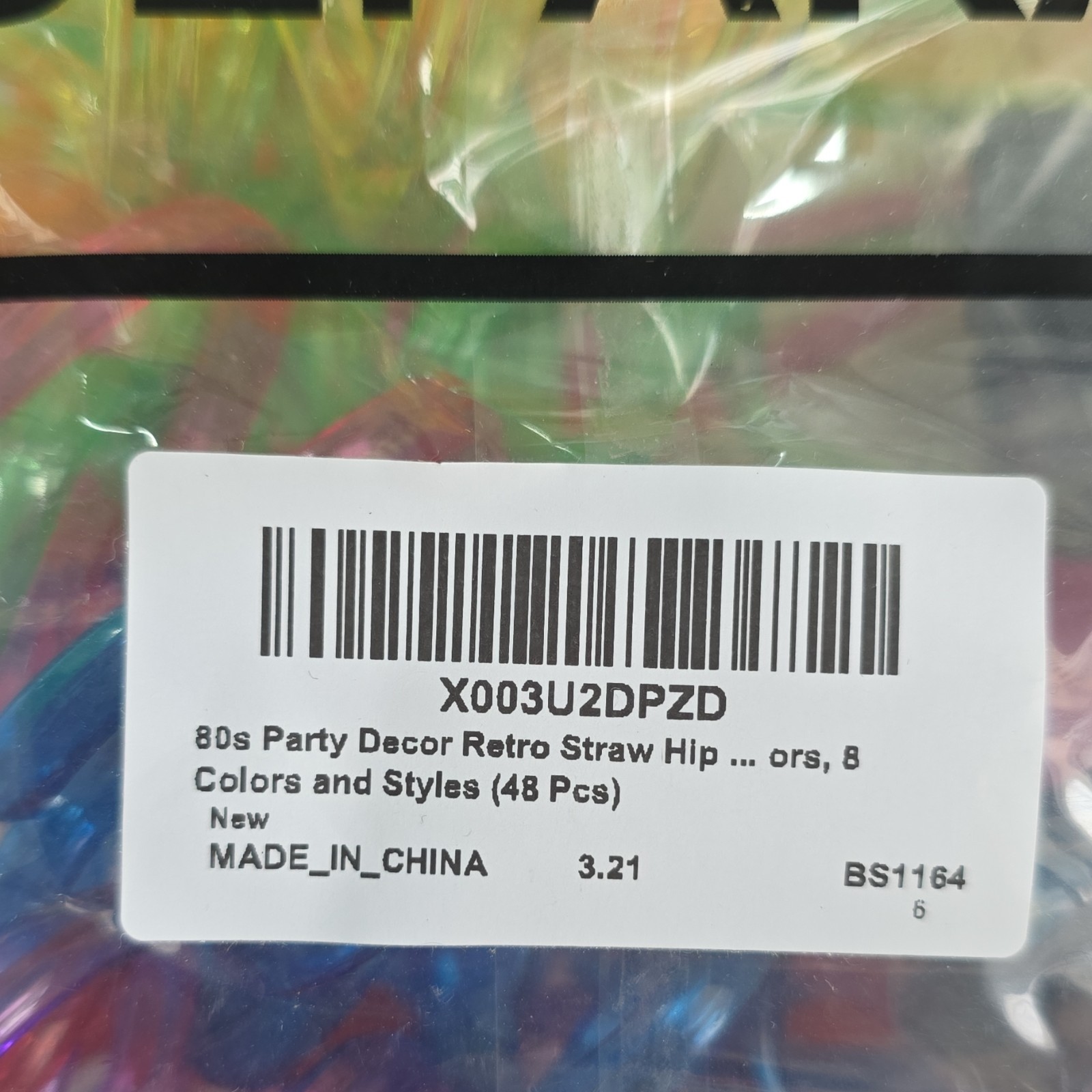 80s Party Retro Multicolor Plastic Straw Whips Set 48 Pcs X003U2DPZD