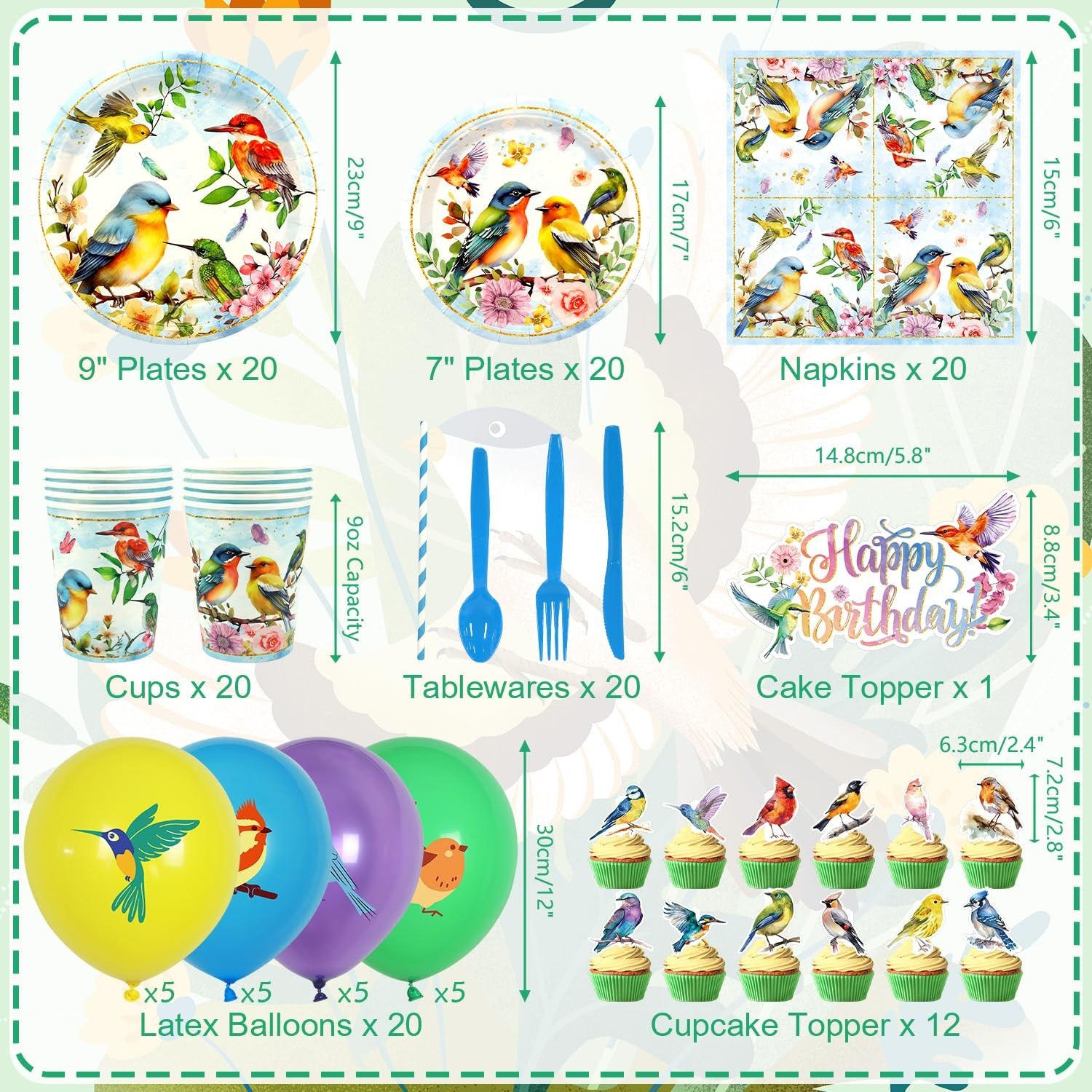 Bird Theme Party Supplies Set – Birthday Banners, Plates, Cups, Tablecloth & Bal