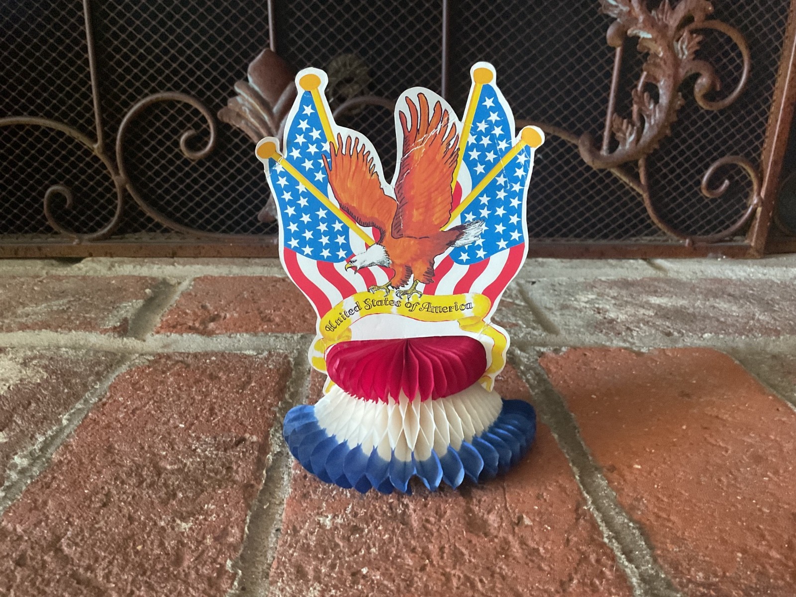 VINTAGE PATRIOTIC USA HONEYCOMB DIE CUT MADE IN DENMARK JULY 4th Decor SMALL