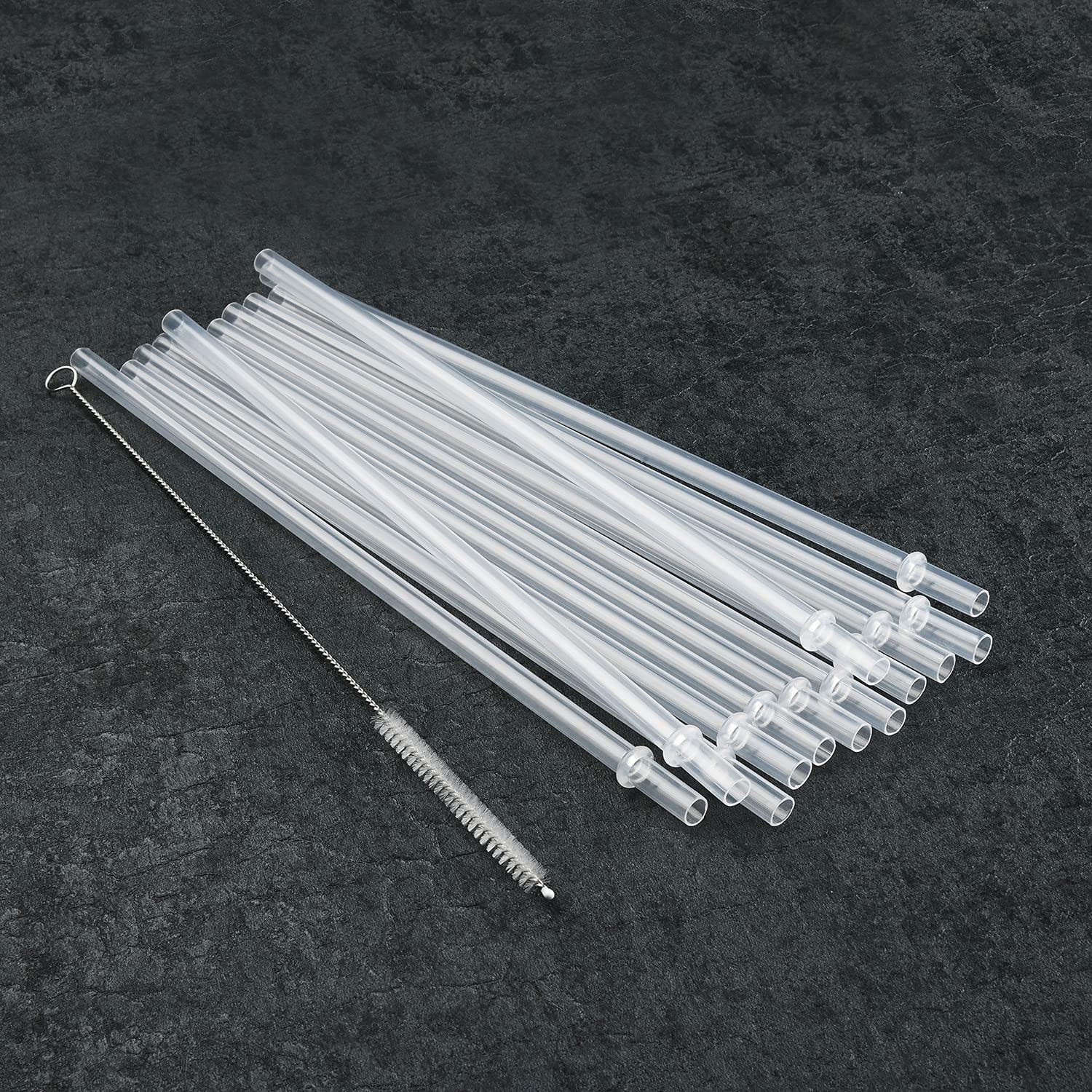 ALINK 12-Pack Reusable Clear Plastic Straws, 10.5 in x 0.3 in Replacement Tumble