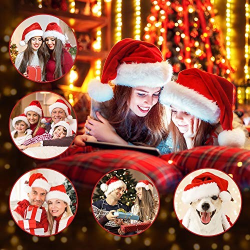 Christmas Santa Hat for Adults, Unisex Velvet Classic Adult Size 1 Pack