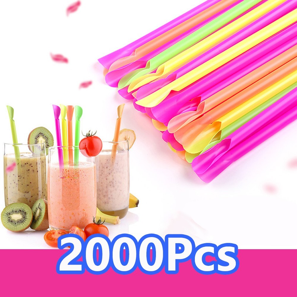 Alink Assorted Bright Colors Jumbo Smoothie Straws, Wide Plastic Dispo