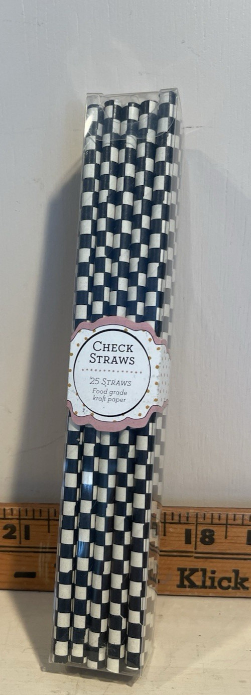 MacKenzie-Childs Courtly Check Paper Straws NIB 25 count for any occasion