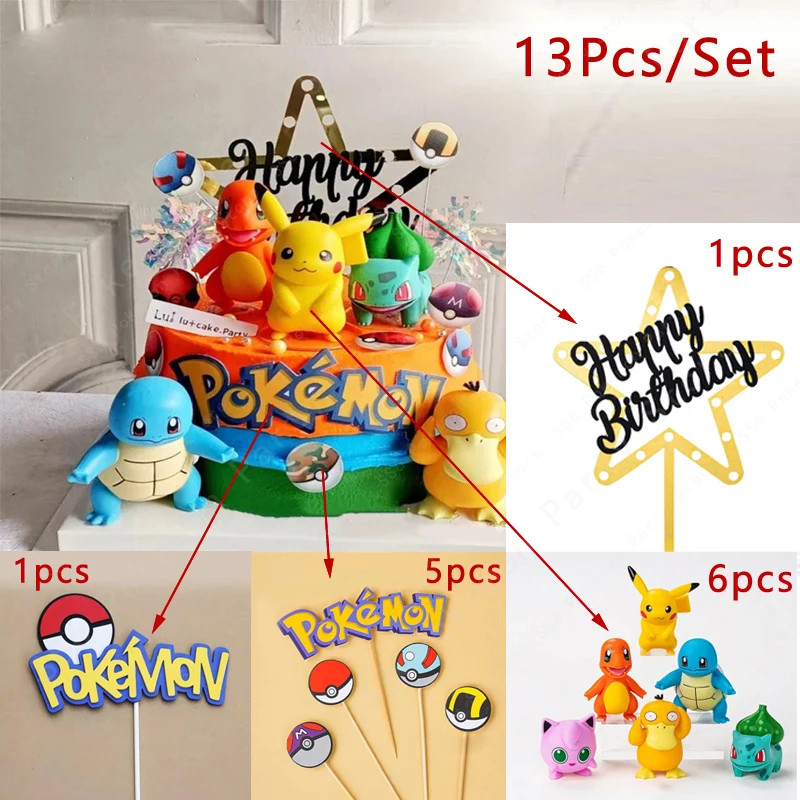 15Pcs Pokemon Cake Topper Set Pikachu Anime Party Birthday Decor Free Ship USA