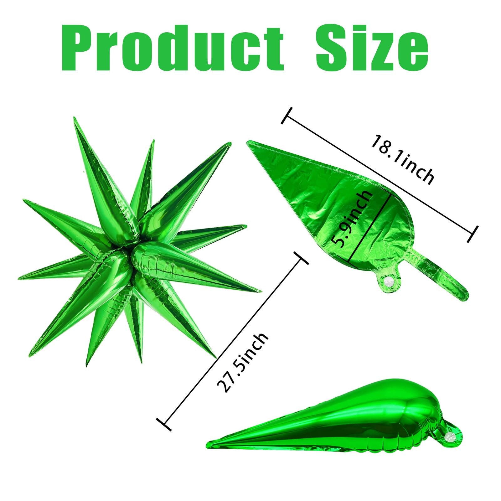 60Pcs Star Balloons Foil Cone Balloons Party Decorations for St Patricks Green