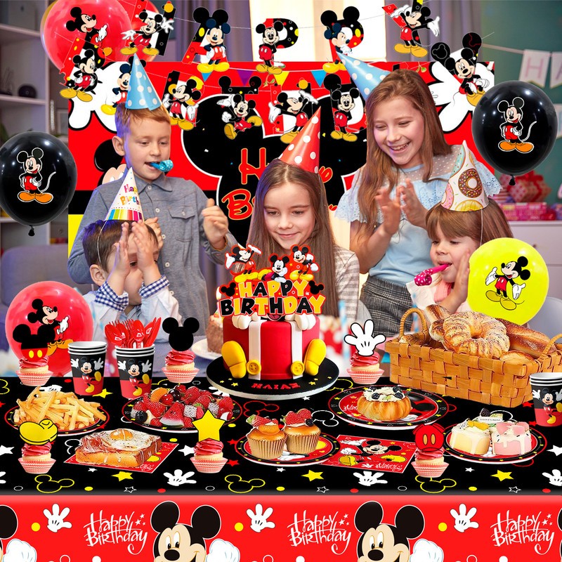 Mickey Mouse Party Supplies 112 Pcs Party Decorations Tableware Balloons Plates