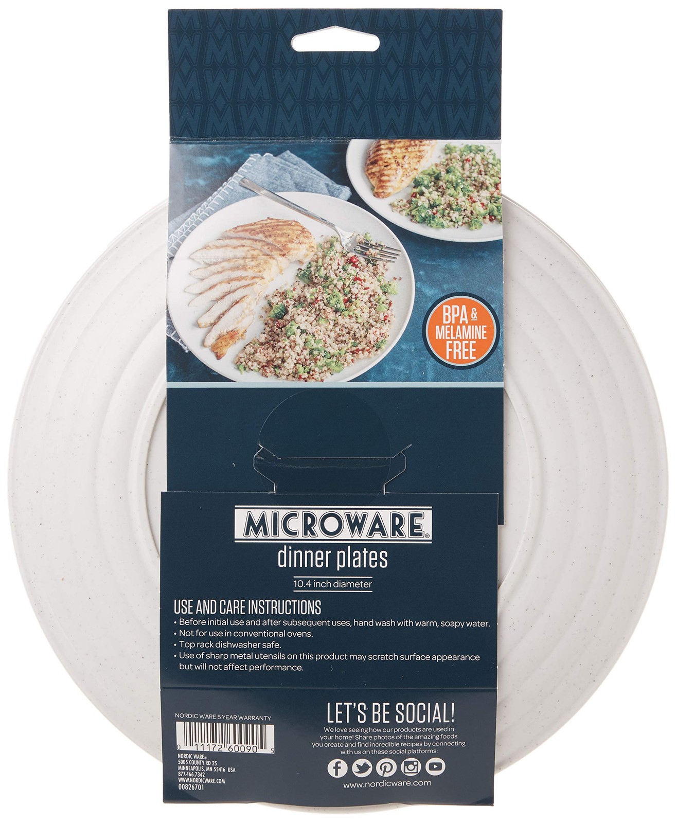 Nordic Ware Polypropylene Plates Microwave Serveware, 10″, White