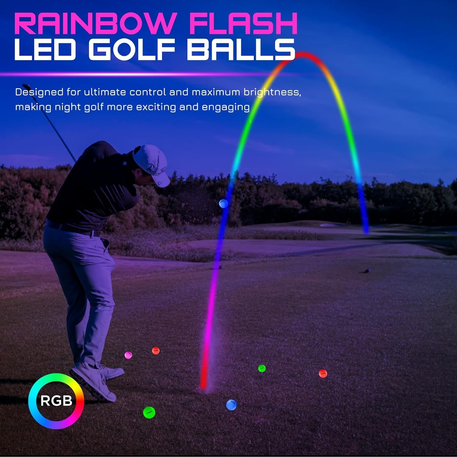 Upgraded Glow in the Dark Golf Balls – Super Bright Light up LED Golf Ball