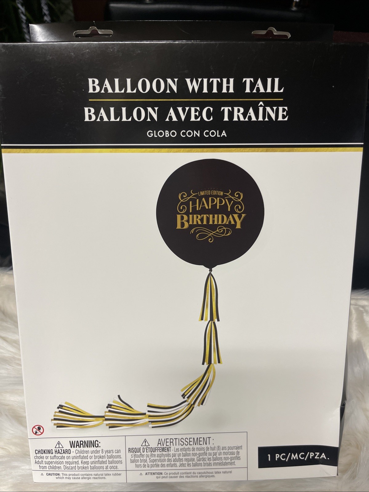 LIMITED EDITION Happy Birthday 24″ Black/Gold Balloon Tail Kit – NEW!