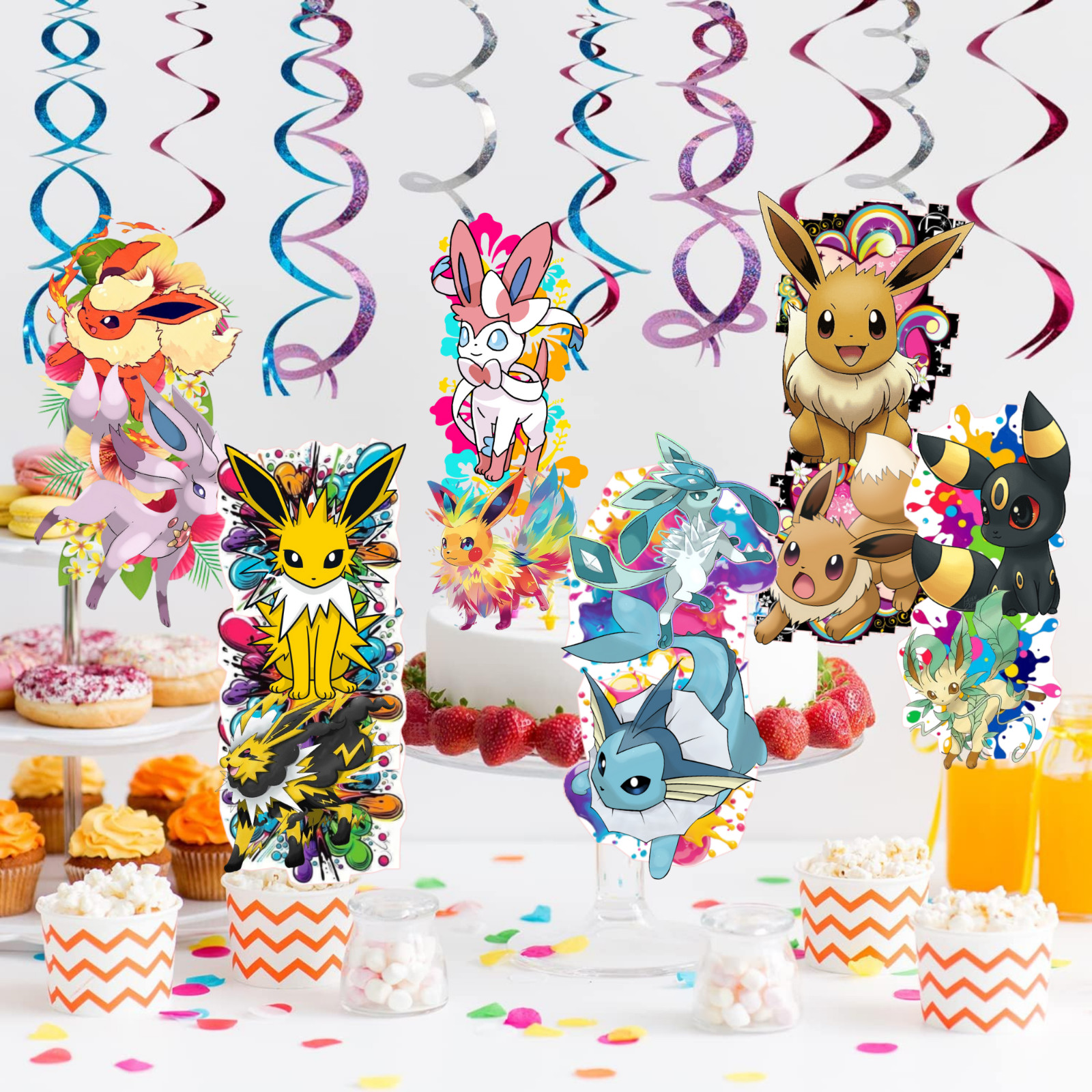 POKEMON PARTY SUPPLIES BIRTHDAY DECORATION BALLOON TABLEWARE SWIRL PLATE CUP