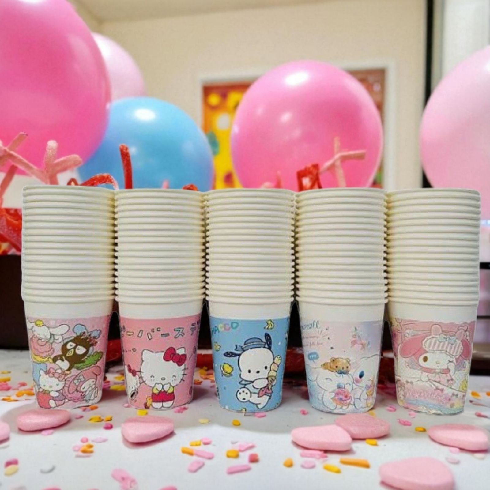 250ml Sanrio Hello Kitty 50 Pc Thick Disposable Paper Cups All Occasion Birthday
