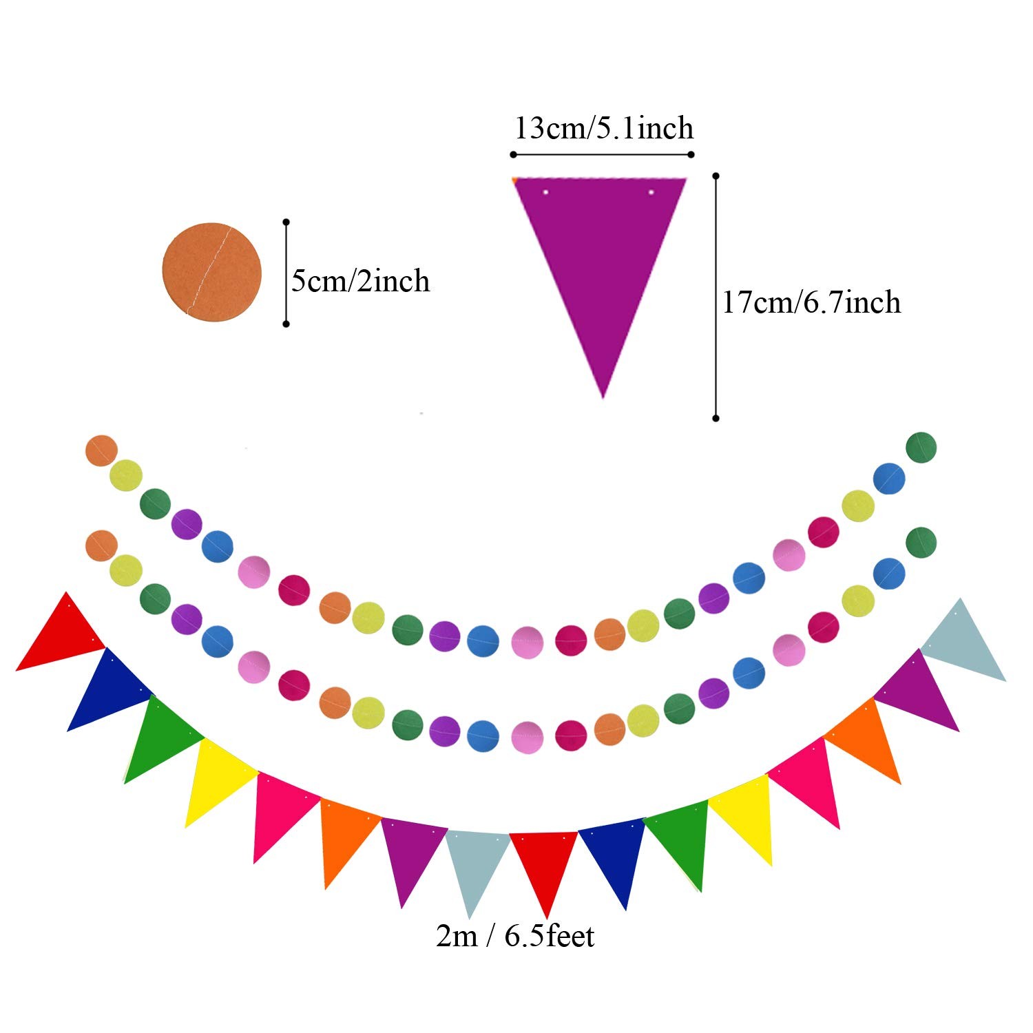 ZERODECO Party Decoration, 21 Pcs Multi-color Hanging Paper Fans, Pom Poms