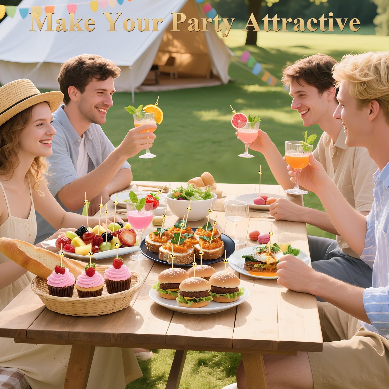 [300PCS] Cocktail Picks, Fancy Toothpicks for Appetizers Drinks Food Fruit, 4…