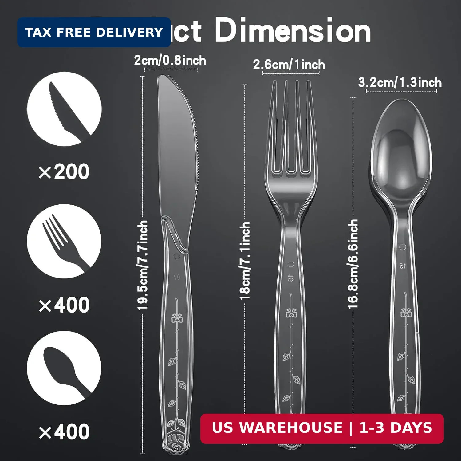 1000 Count Plastic Silverware Heavy Duty 200 Knives 400 Forks 400 Spoons | Shatt