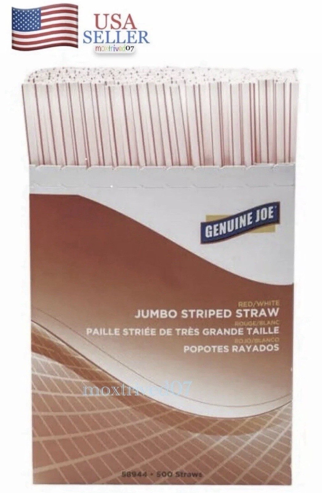 500 Pieces Plastic Disposable Straws Jumbo Box Party Pack Red & White 7.75″ Long